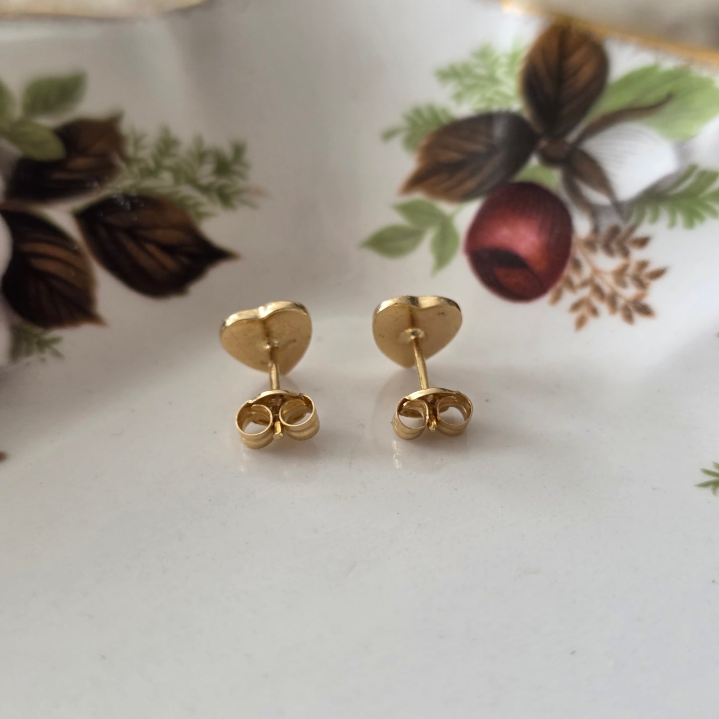 Vintage 18k gouden oorstekers sparkle hart