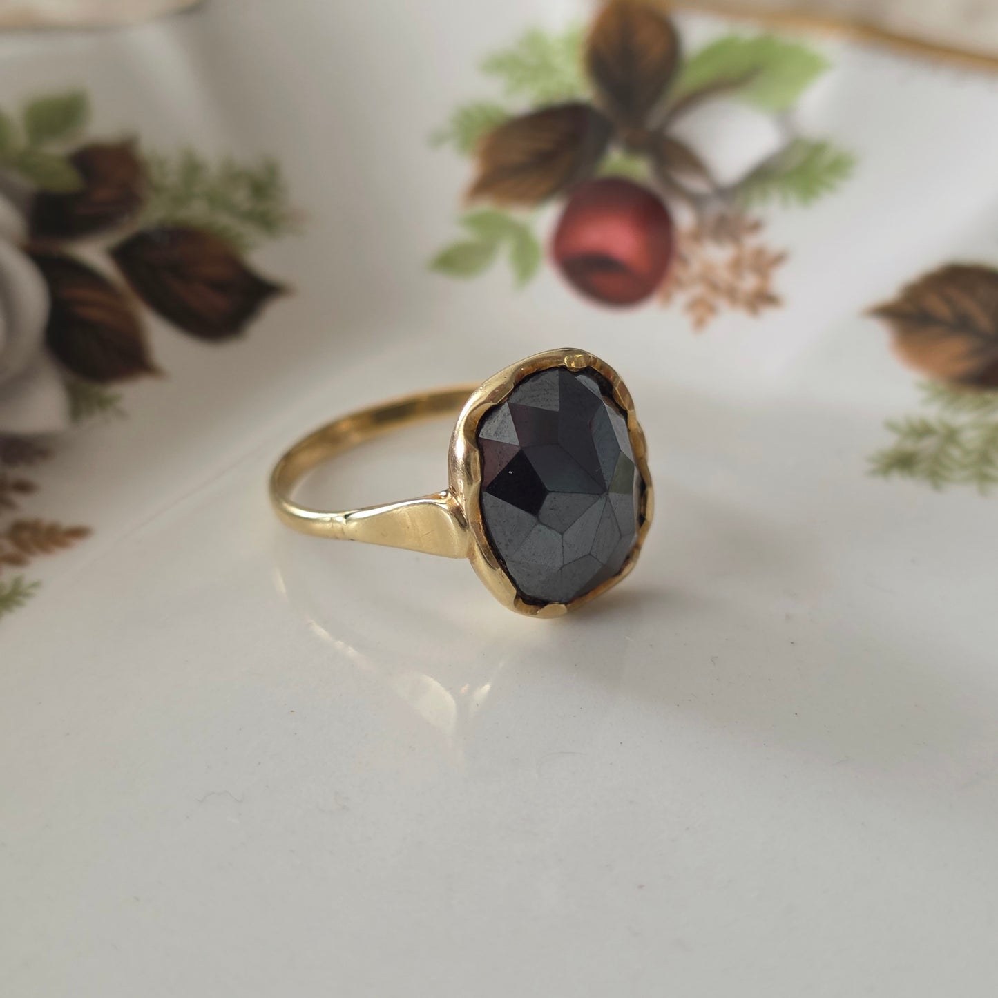 Vintage 14k gouden ring hematiet