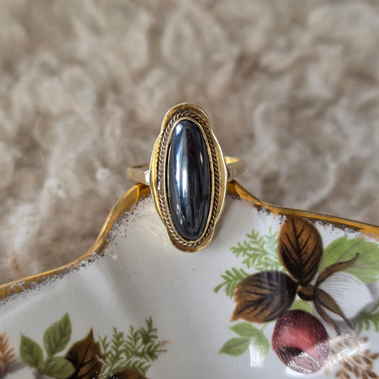 Vintage 14k gouden ring hematiet statement