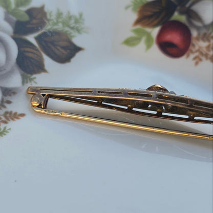 Antieke 14k gouden roosdiamant broche vroege Art Deco