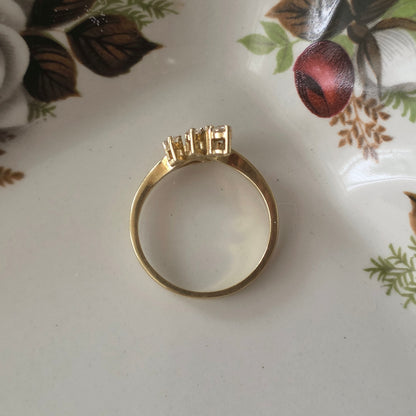 Vintage 14k gold ring with diamond bloom