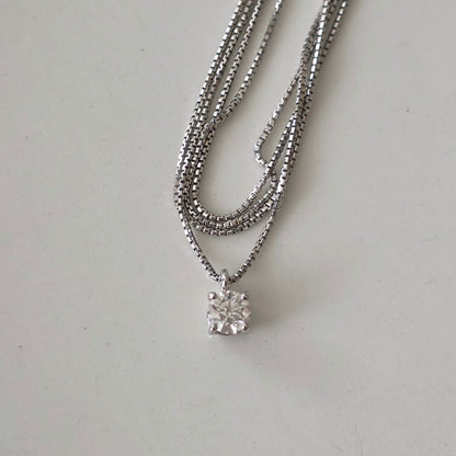 Vintage 18k witgouden ketting met diamant solitair 0.2ct