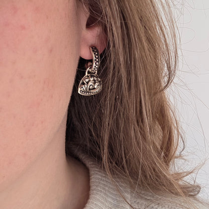 Barse Zilver Oorstekers Scroll Klok Hoop