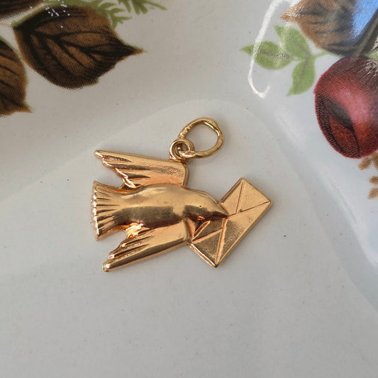 Vintage 18k gouden hanger postduif