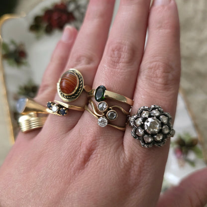 Vintage 18k gouden ring met maansteen
