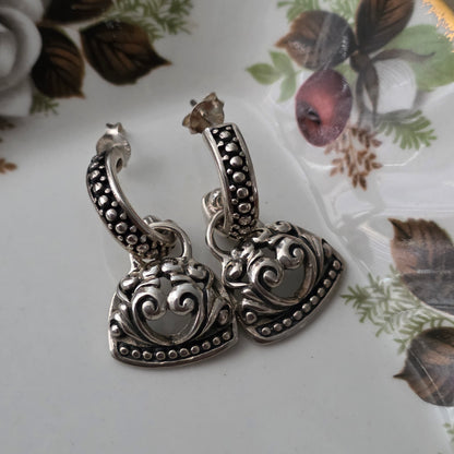 Barse Zilver Oorstekers Scroll Klok Hoop