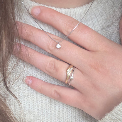 Vintage 14k gouden ring met diamantjes