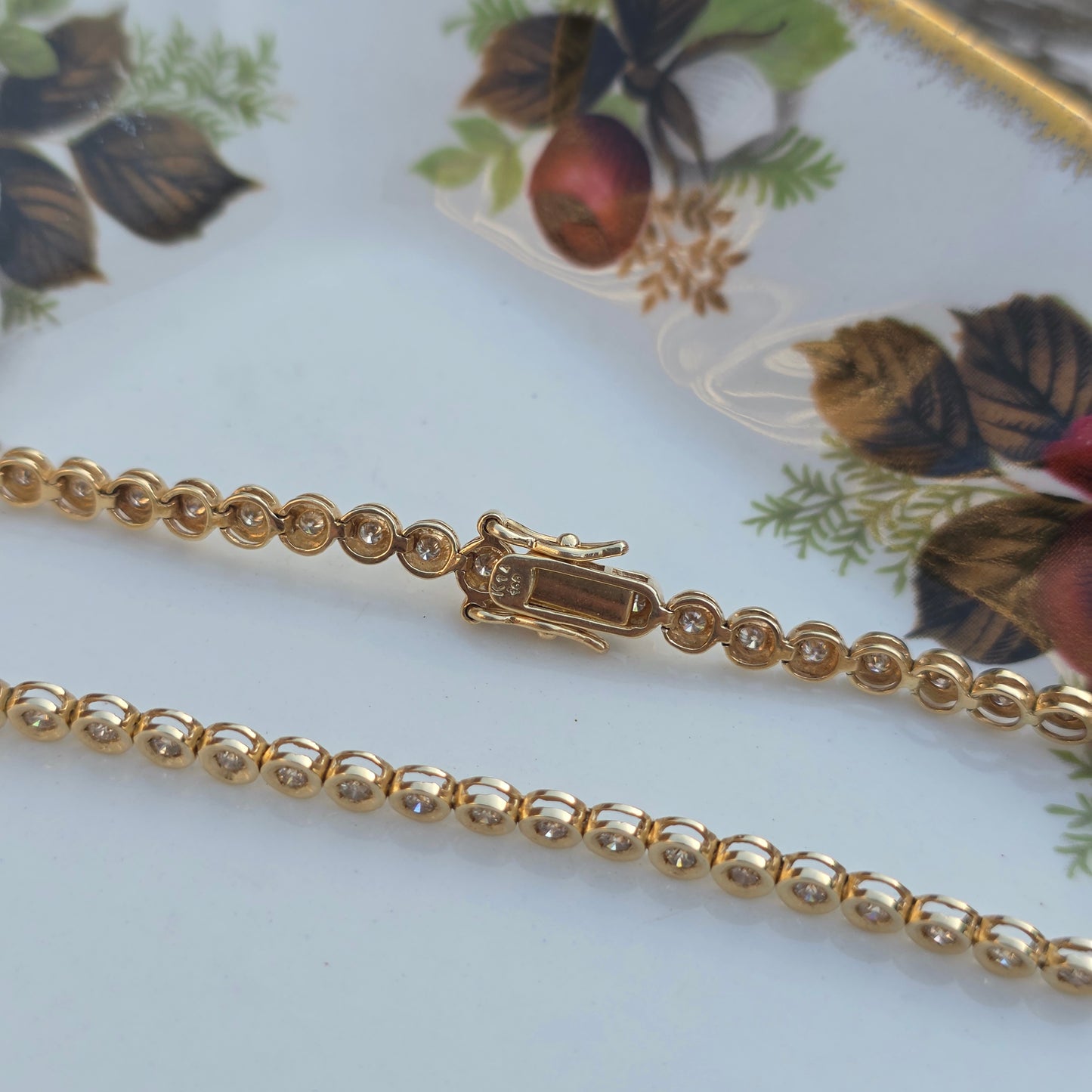 Vintage 14k geel gouden diamant tennisarmband 1ct