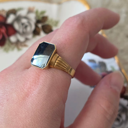 Vintage 18k gouden zegelring met hematiet