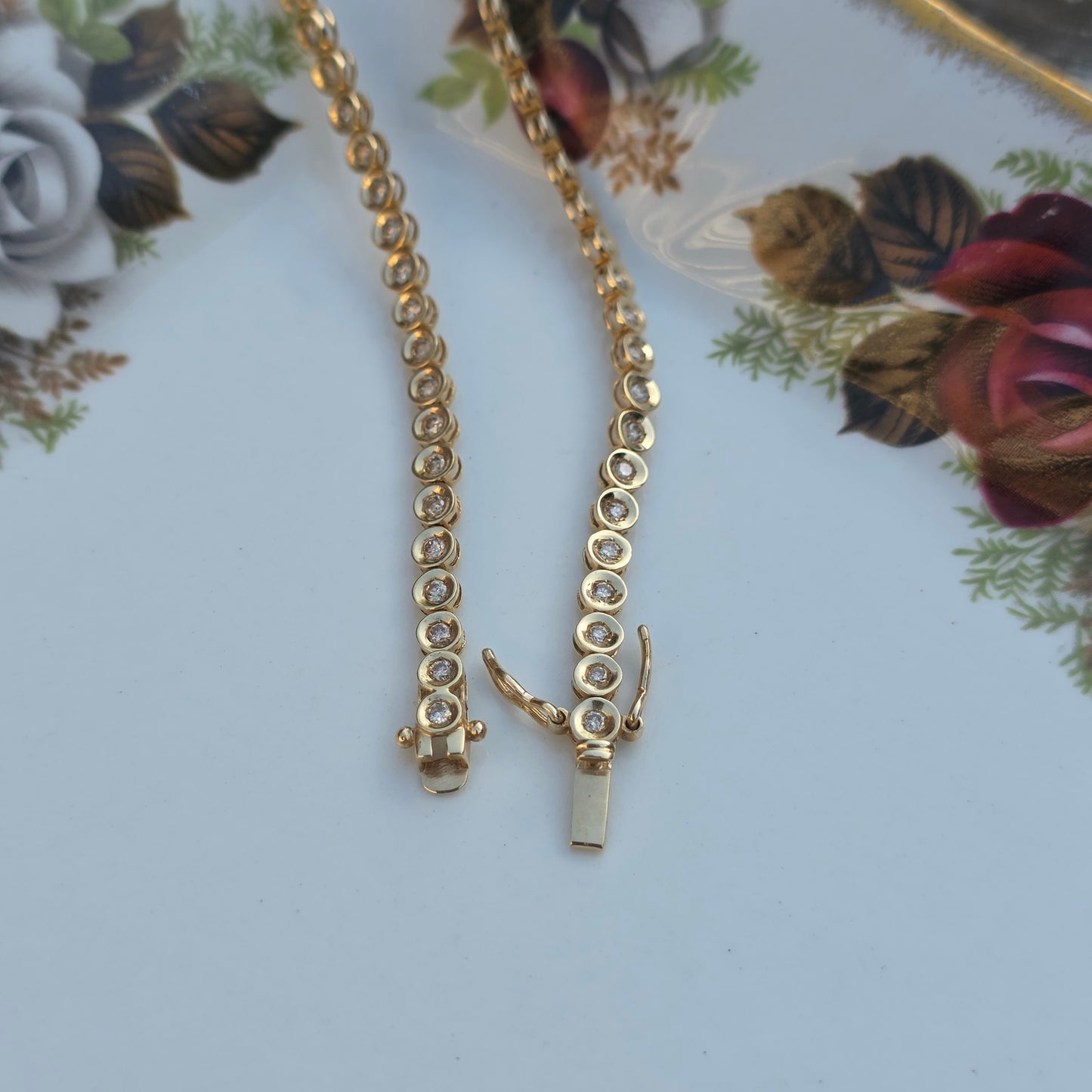 Vintage 14k geel gouden diamant tennisarmband 1ct