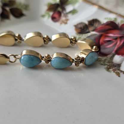 Vintage 14k gouden armband larimar