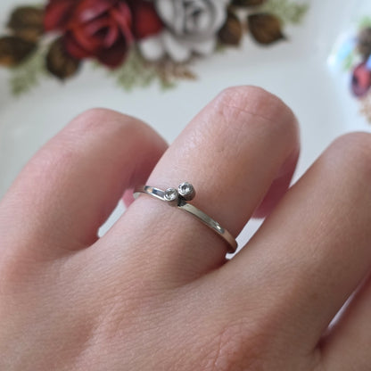 Vintage 14k witgouden ring met diamanten 0.04ct