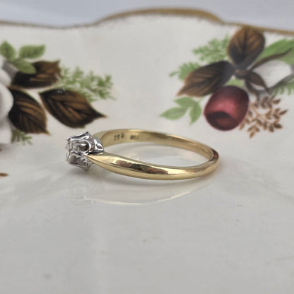 Vintage 14k gouden verlovingsring solitair diamant 0.215ct