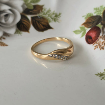 Vintage 14k gouden ring met diamantjes