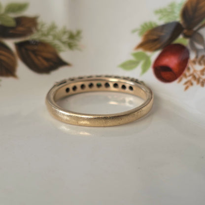 Vintage 14k gouden ring met smaragd en diamant