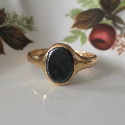 Vintage 18k gouden zegelring hematiet