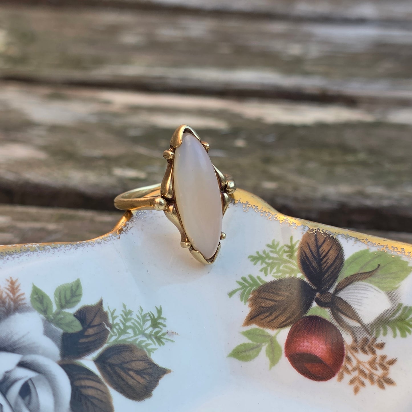 Vintage 14k gouden ring maansteen