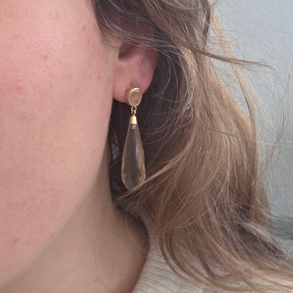 Vintage 14k gouden oorhangers citrien
