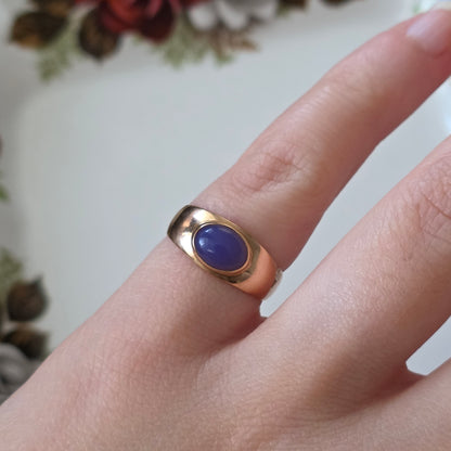 Vintage 18k gouden ring chalcedoon