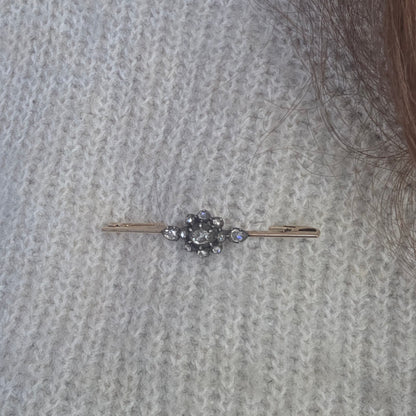 Antique 14k gold and silver rose-cut diamond brooch