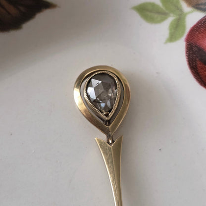 Antieke 14k gouden hanger peer roosdiamant
