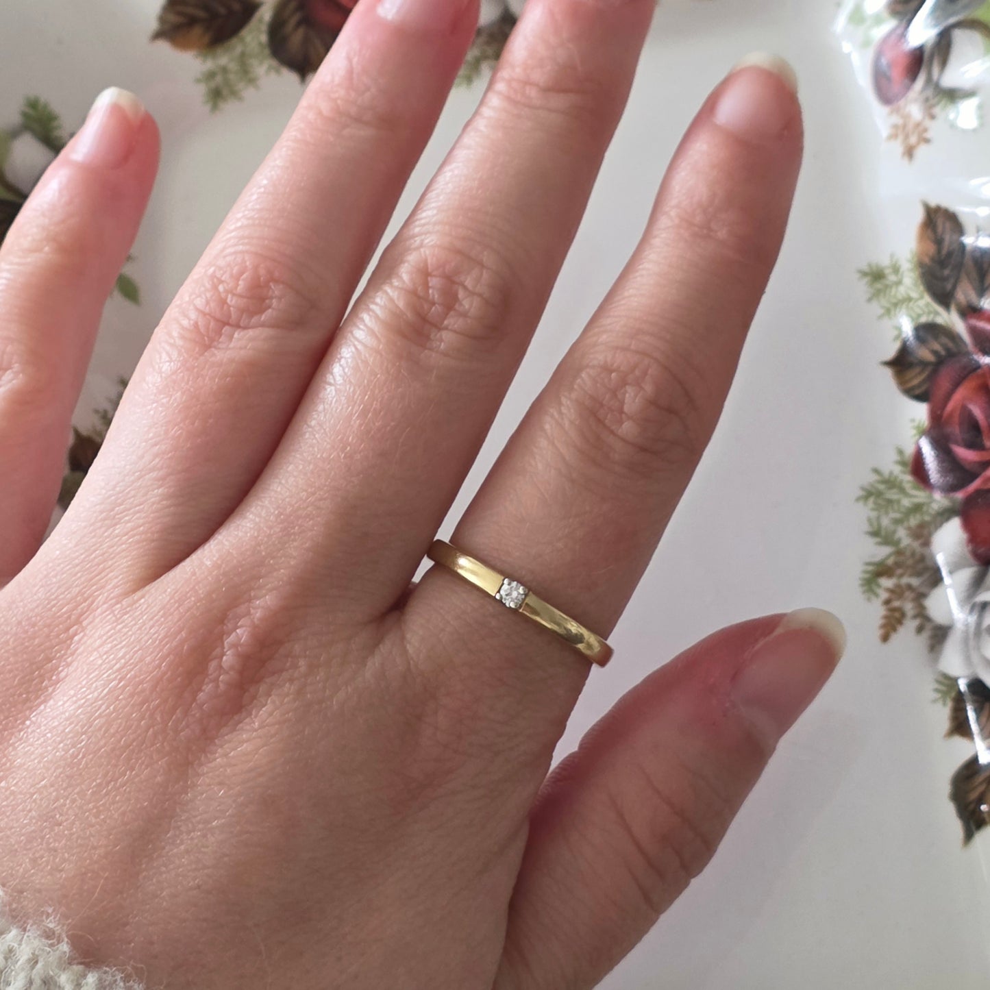 Vintage 14k gold solitair wedding ring diamond 0.05ct