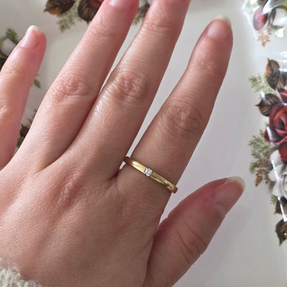 Vintage 14k gold solitair wedding ring diamond 0.05ct