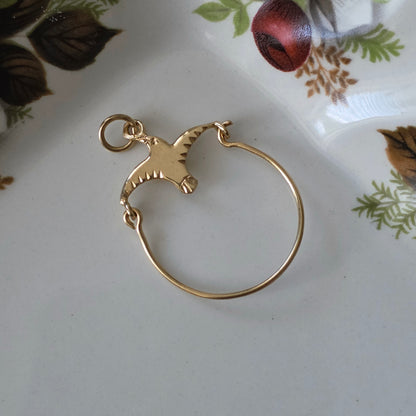 Vintage 14k gouden charm holder vogel
