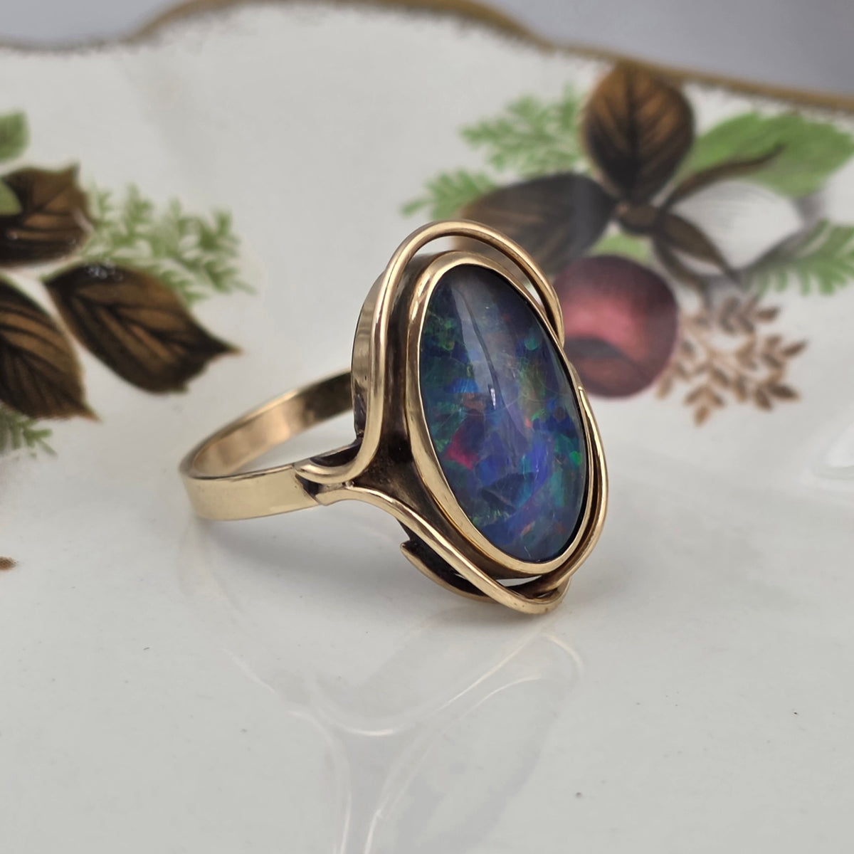 Vintage 9k ring met opaal