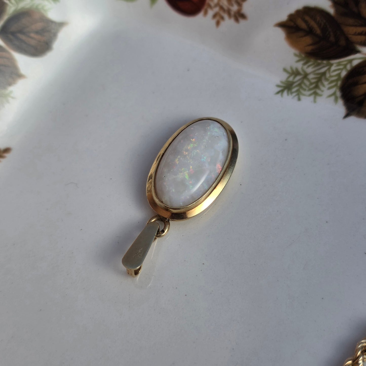 Vintage 14k gouden hanger opaal