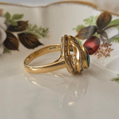 Vintage 18k gouden ring met smaragd en diamanten