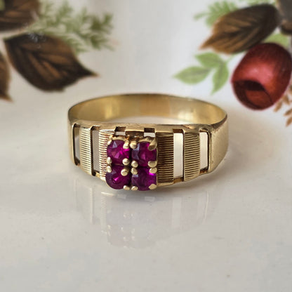 Vintage 14k gold ring with diamonds and ruby