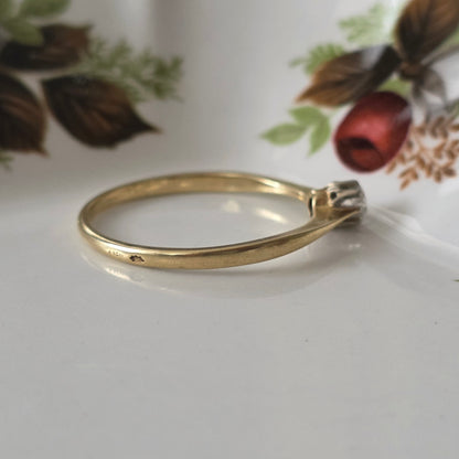 Vintage 14k gouden solitair verlovingsring diamant 0.15ct