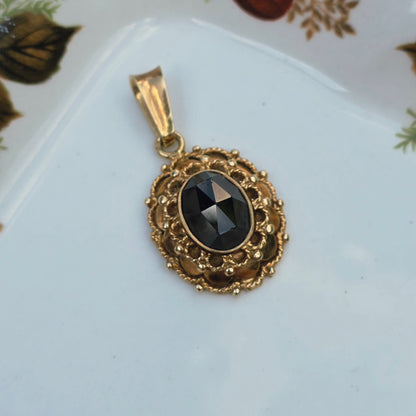 Vintage 14k gouden hanger granaat