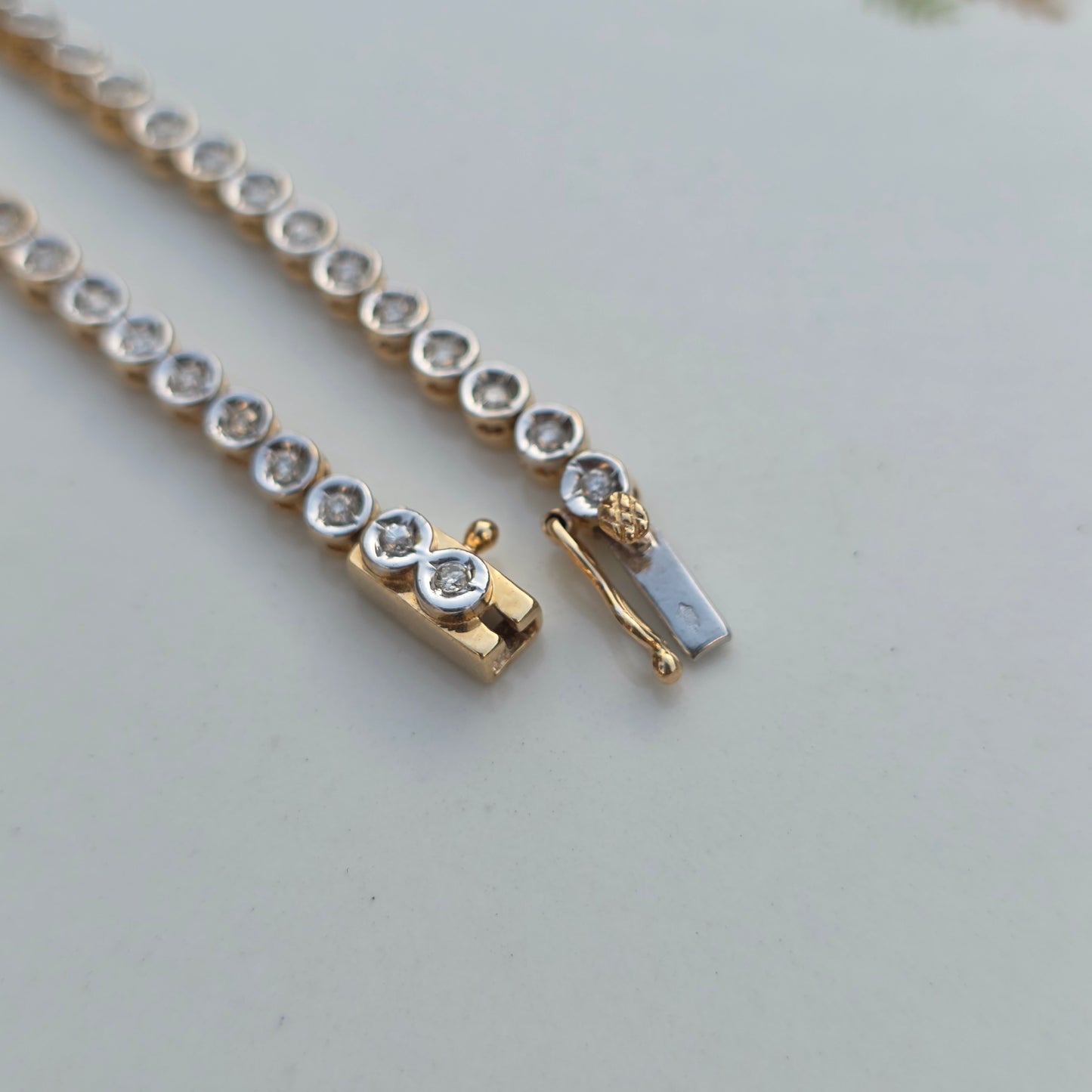 Vintage 14k wit gouden diamant tennisarmband