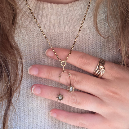 Antieke 14k gouden hanger sterren met roosdiamanten