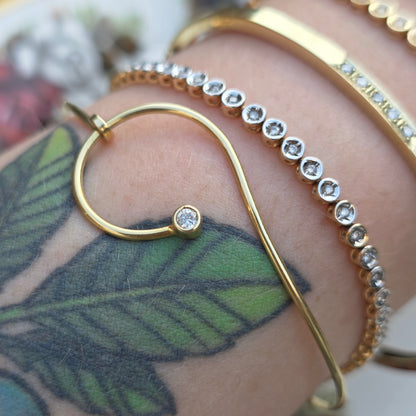 Vintage 14k gouden bangle armband met diamant