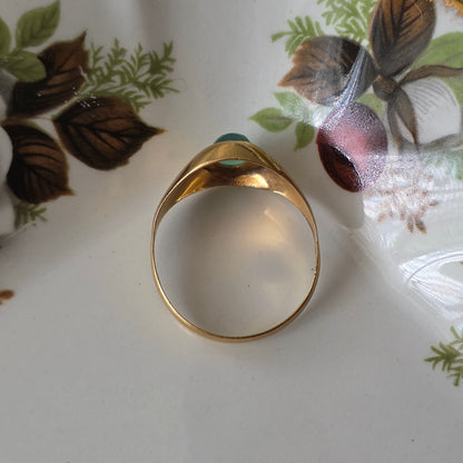 Vintage 18k gouden ring groene chrysopraas