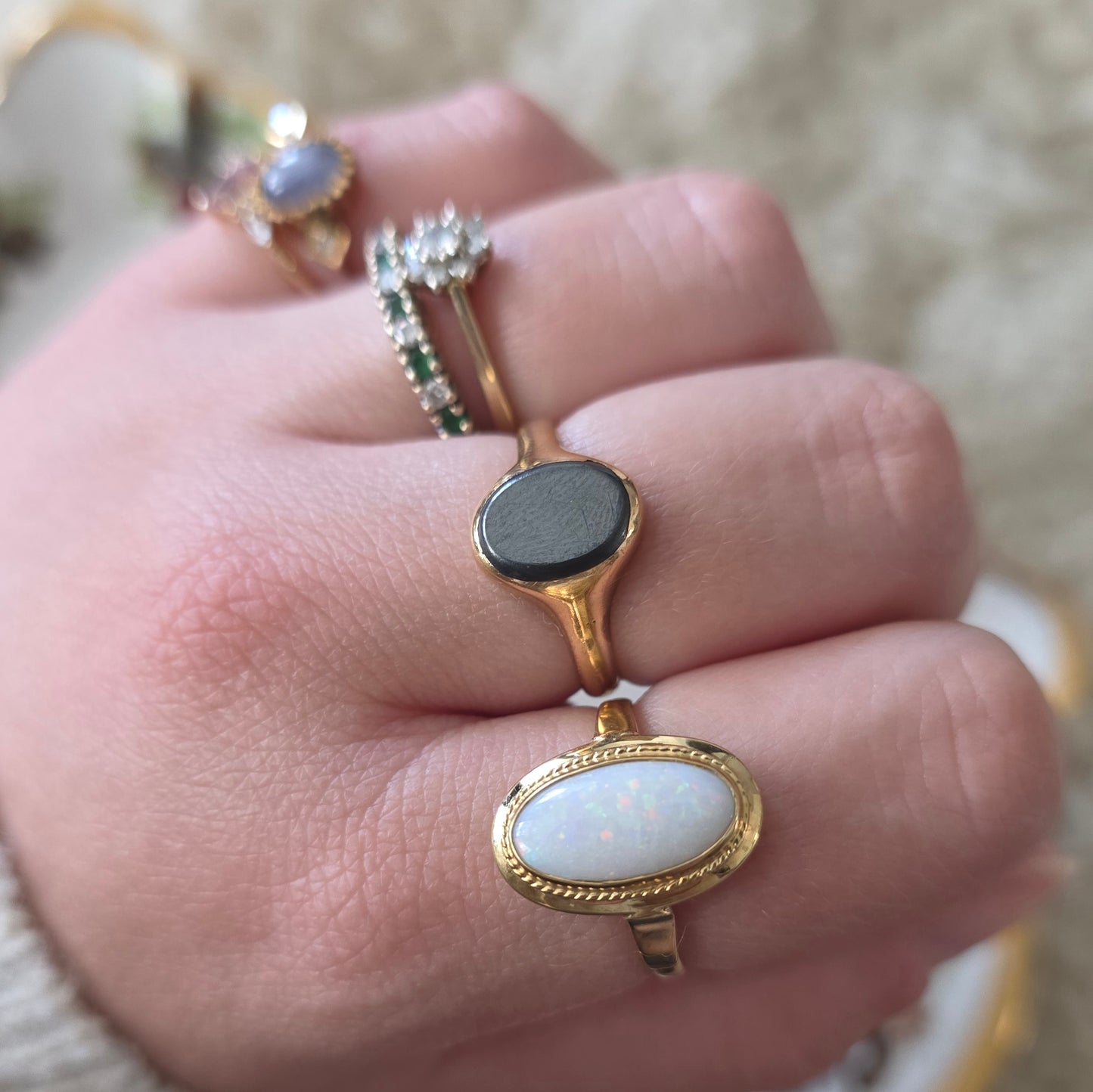 Vintage 18k gouden zegelring hematiet