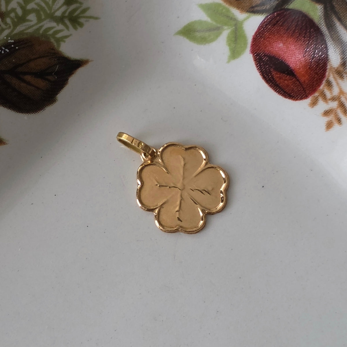 Vintage 18k gouden hanger klavertje vier