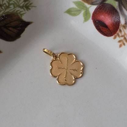 Vintage 18k gouden hanger klavertje vier