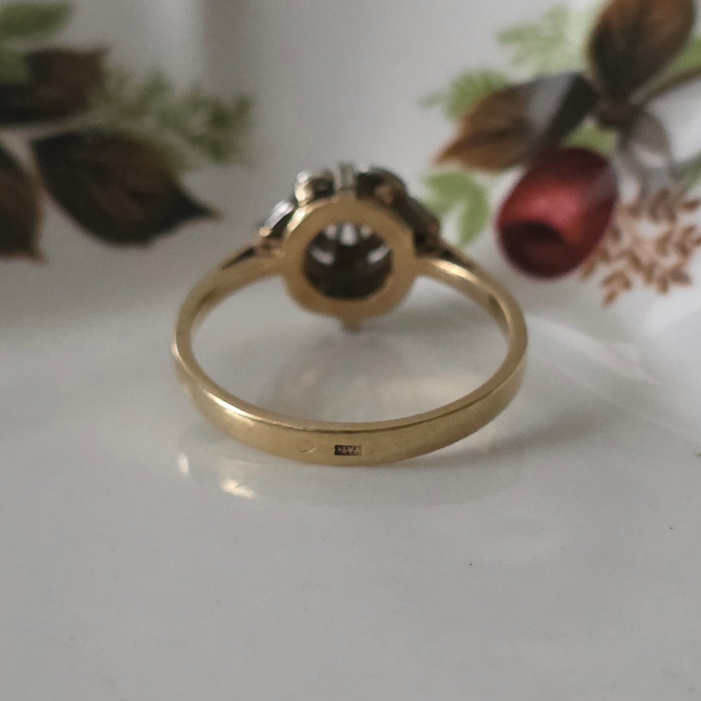 Vintage 14k gouden ring met diamanten