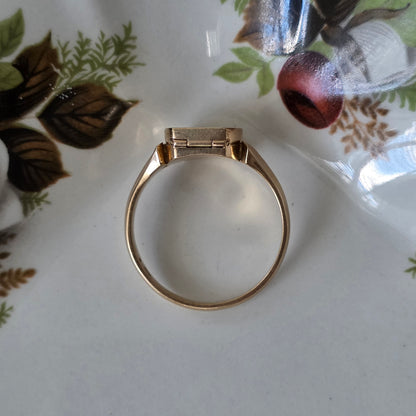 Vintage 14k gouden ring medaillon compartiment