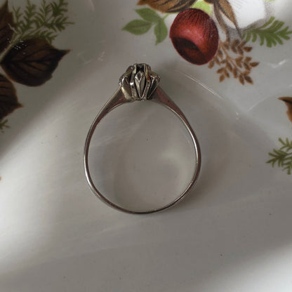 Vintage 14k witgouden ring ster met diamant 0.05ct
