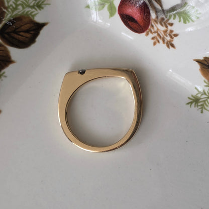 Vintage 14k gouden ring met diamant druppel 0.04ct