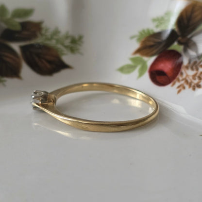 Vintage 14k gouden solitair verlovingsring diamant 0.15ct