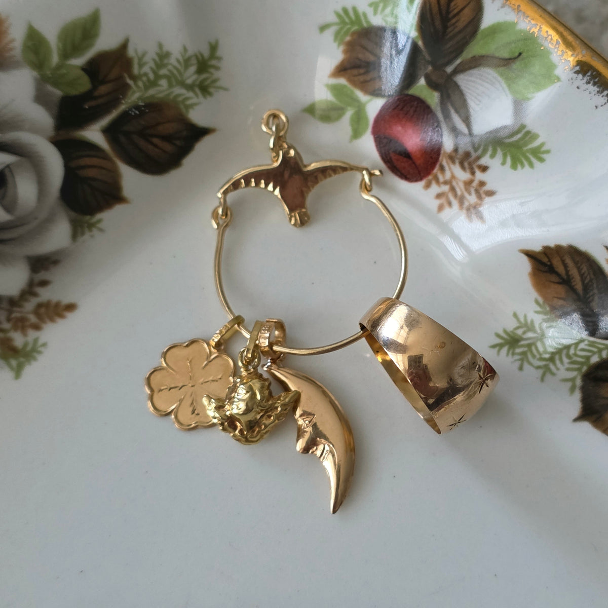 Vintage 18k gouden hanger klavertje vier