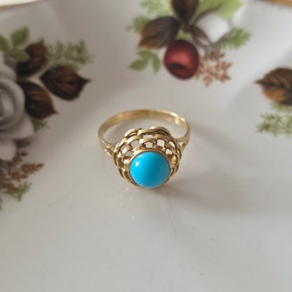 Vintage 14k ring met imitatie turquoise
