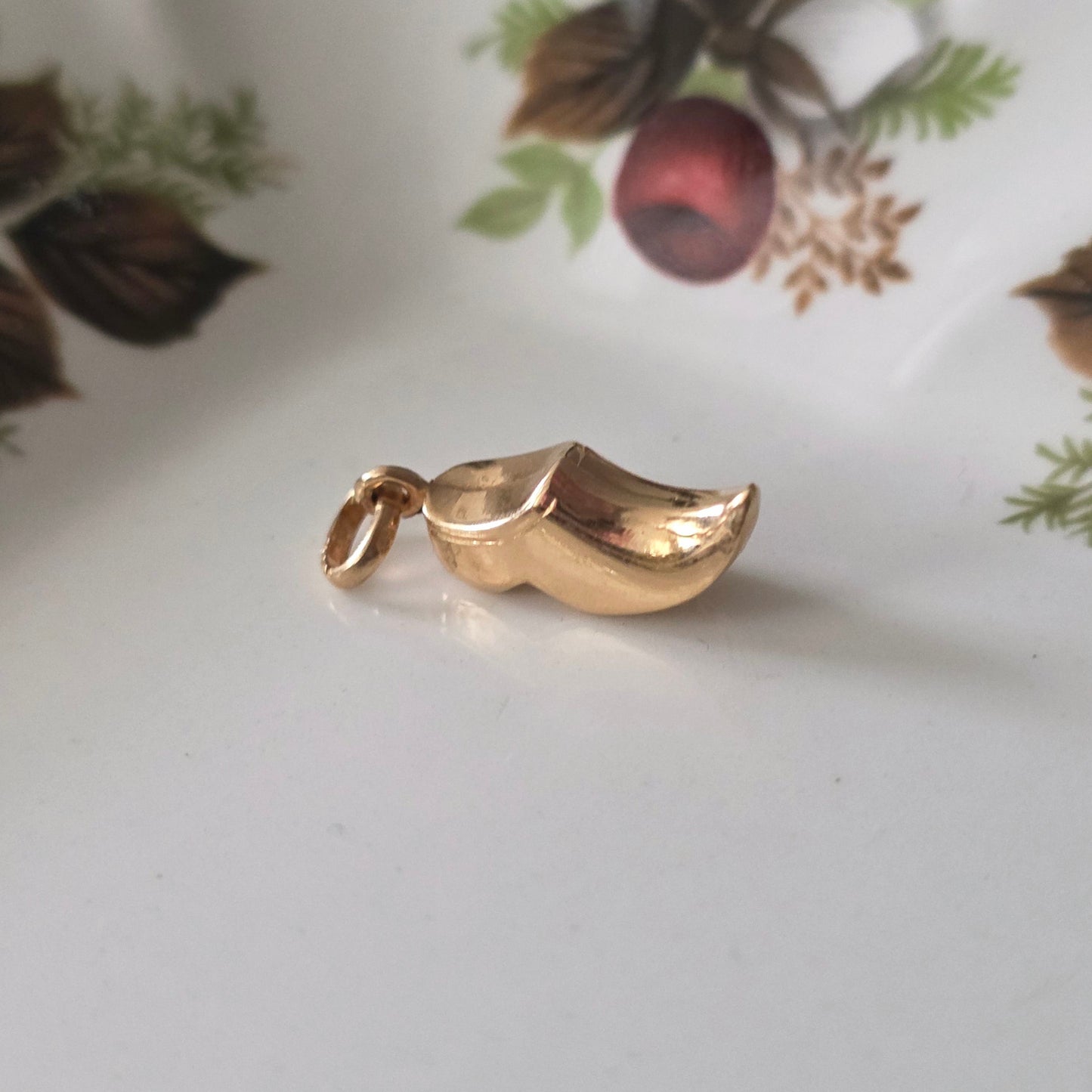Vintage 18k gouden hanger klomp