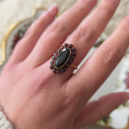 Vintage 14k gouden ring granaat entourage